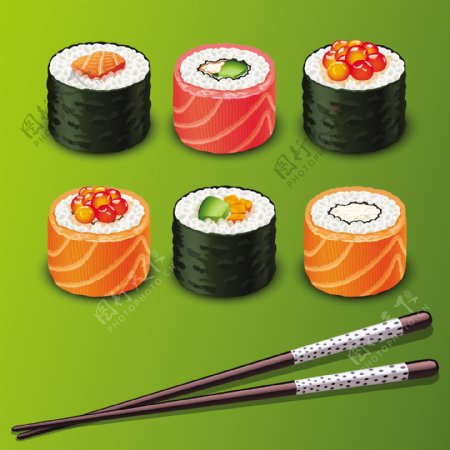 日本的寿司菜单元素矢量图03