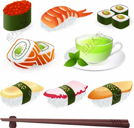日本的寿司菜单元素矢量图02