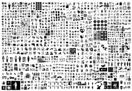 1000多个黑白灰图形图案矢量素材