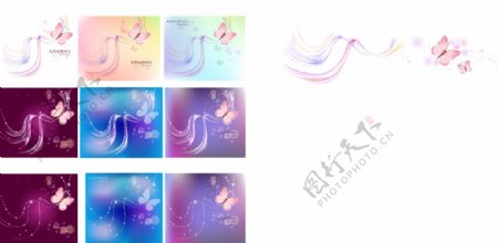 韩国风格的奇幻紫蝴蝶背景矢量素材