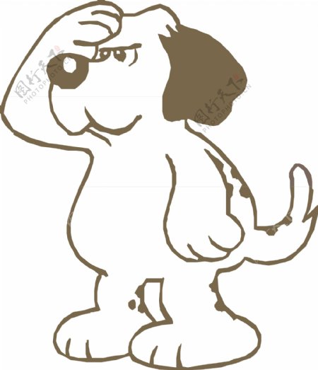 印花矢量图动物狗可爱卡通黑白色免费素材