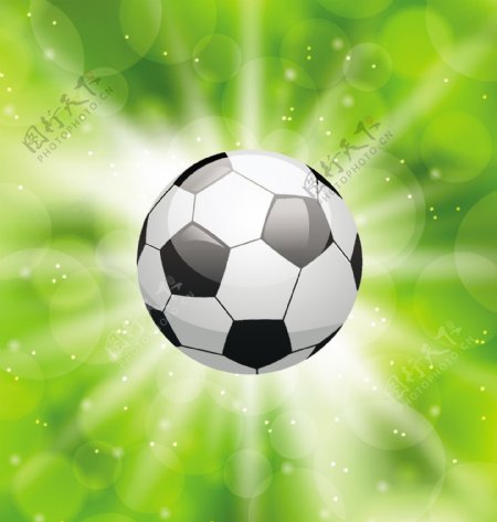 绿色光效足球背景矢量素材