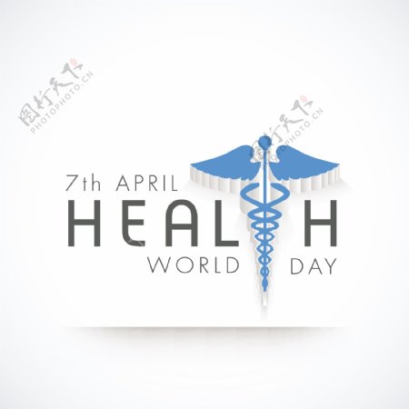 摘要世界卫生日的概念与医学符号和灰色背景时尚文本