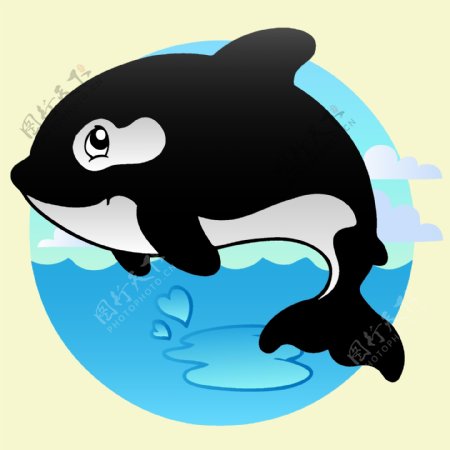 印花矢量图卡通动物海豚色彩免费素材