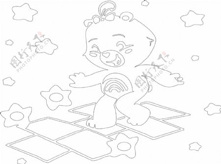 小熊跳方格图片
