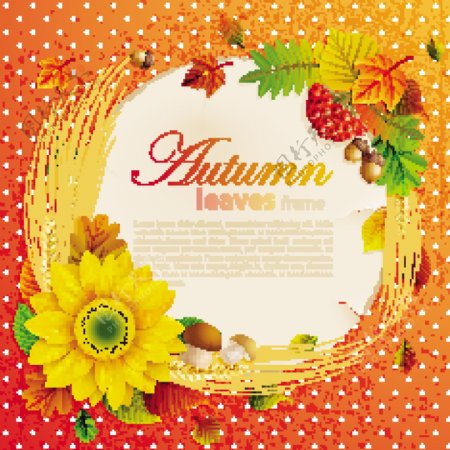 美丽的秋天树叶相框背景矢量素材05