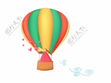 热气球爱心插画