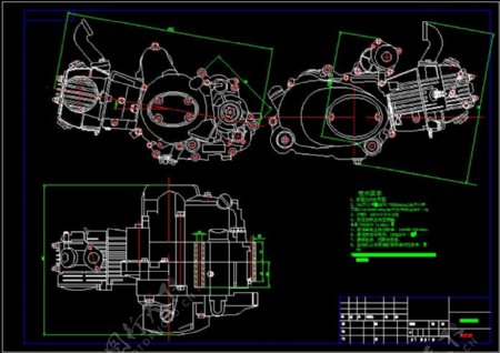 发动机装配图与外形图CAD图纸