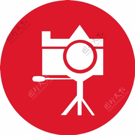 红色背景摄影器材图标