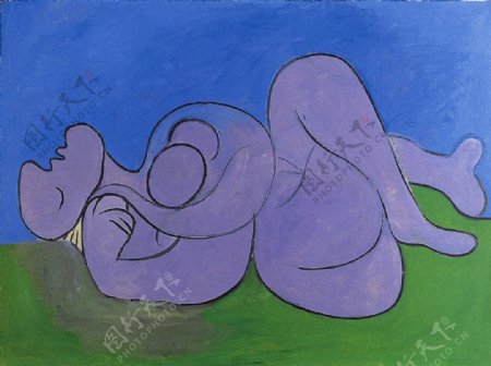 1932Lasieste西班牙画家巴勃罗毕加索抽象油画人物人体油画装饰画