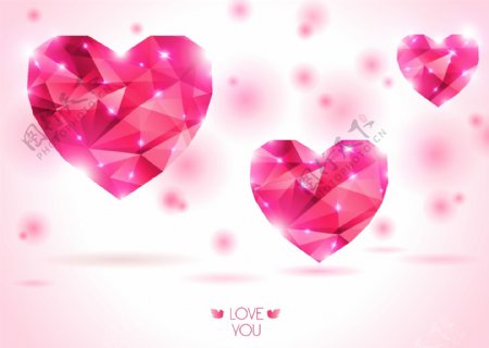 情人节粉红钻石卡片矢量素材