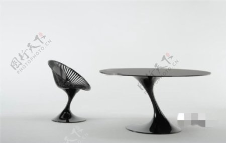超现代简约桌椅时尚组合3D模型素材