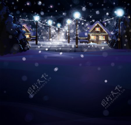 卡通圣诞夜景图片