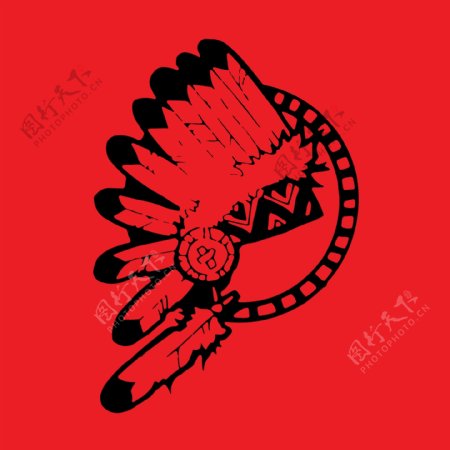 印花矢量图T恤图案印第安头饰羽毛色彩免费素材