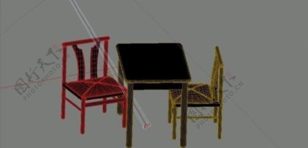 室内装饰家具桌椅组合223D模型