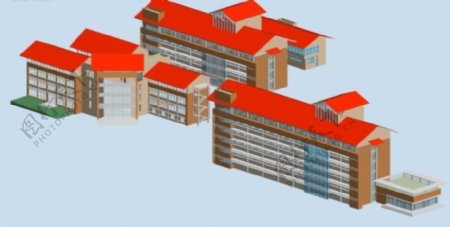 学校建筑群3D模型设计