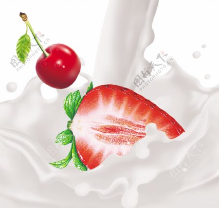 草莓樱桃牛奶图片