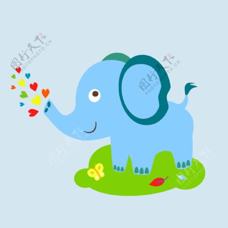 印花矢量图可爱卡通动物大象昆虫免费素材