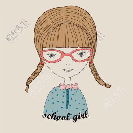 印花矢量图人物女孩生活元素眼镜免费素材