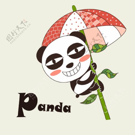 印花矢量图T恤图案图文结合卡通动物熊猫免费素材