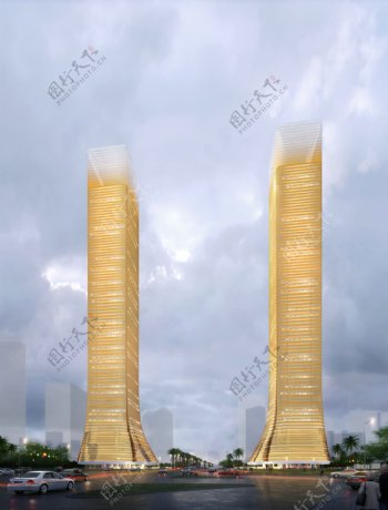 地标黄金双子塔楼图片