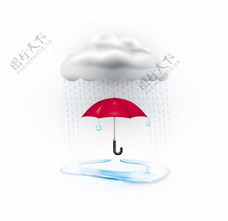 卡通雨天雨伞背景图片