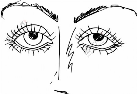 概述了素描的卡通眼睛矢量插画