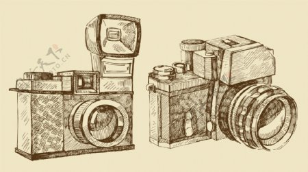 相机老式相机线稿