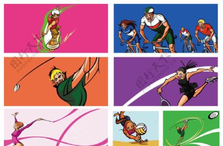 儿童画卡通画运动系列图片