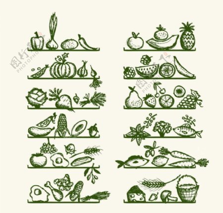 素描水果蔬菜图片