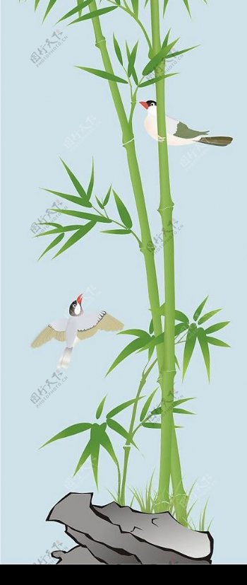 竹子和小鸟图片