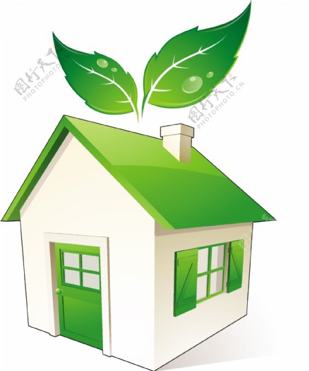 绿色房子矢量素材图片