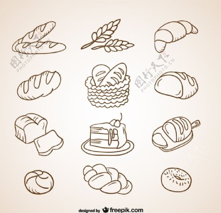 线描食物图片