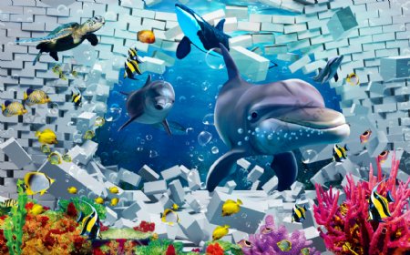 海底世界3D立体背景图片