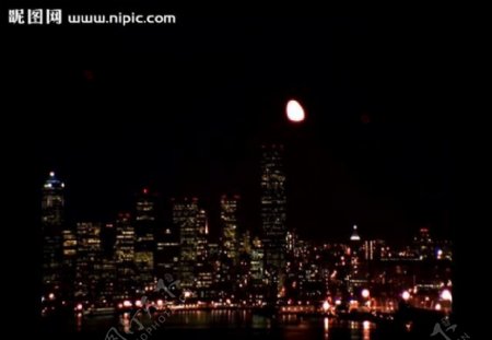 月亮城市夜景视频素材