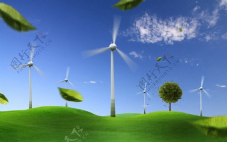 绿色生态能源设计风车图片