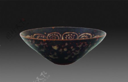 吉州窑玳瑁釉卷枝纹碗图片