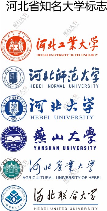 河北省知名大学标识矢量图片