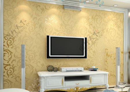 金黄欧式客厅墙纸壁纸电视背景墙纸图片
