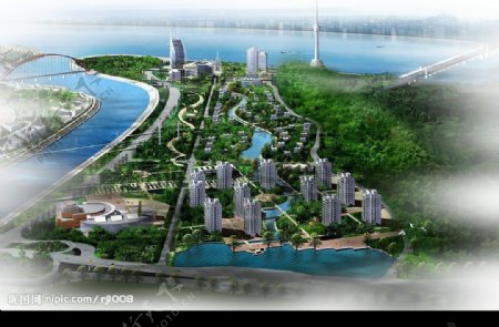 武汉江滩鸟瞰图图片