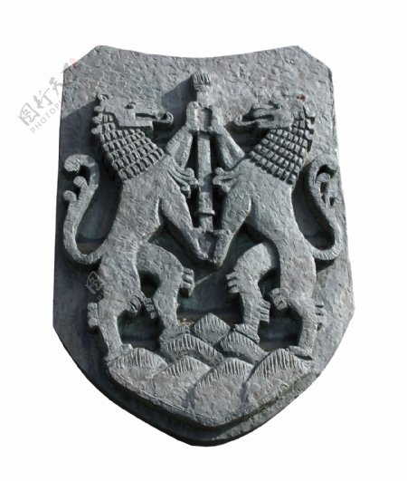 石头徽章雕塑图片