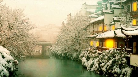 秦淮雪景图片