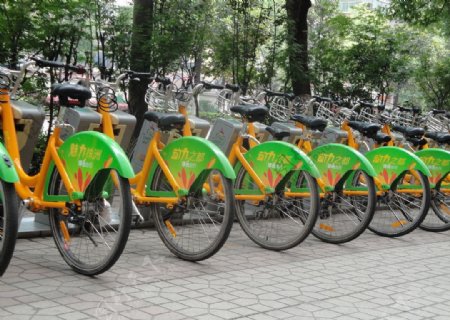 自行车租赁绿色出行图片