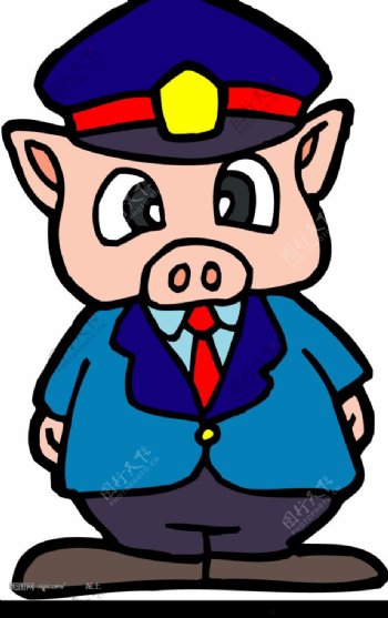 卡通猪警察图片