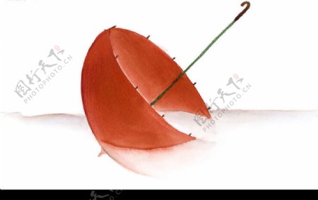 淡彩卡通飘零的小红伞图片