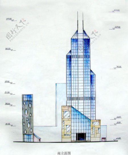 建筑立面手绘效果图图片