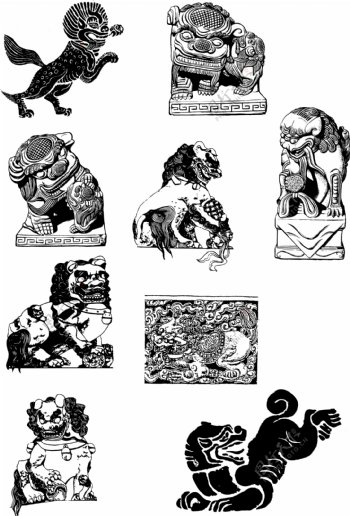 狮子石狮子传统图案古典图案图片