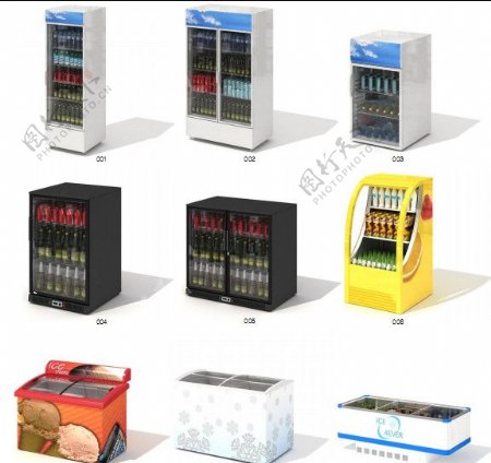 超市冰柜3D模型图片