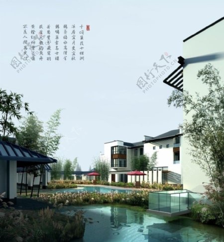 高档别墅社区园林景观设计PSD分层素材图片