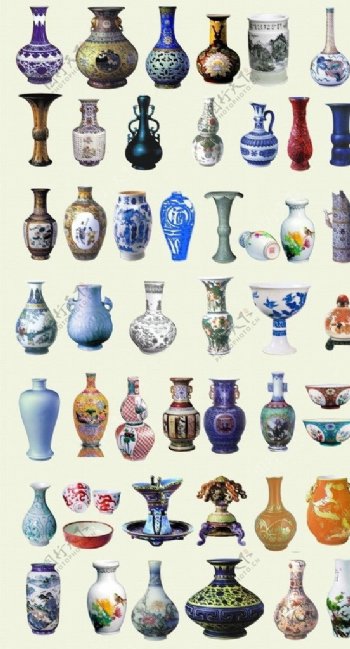 古典陶瓷花瓶psd素材图片